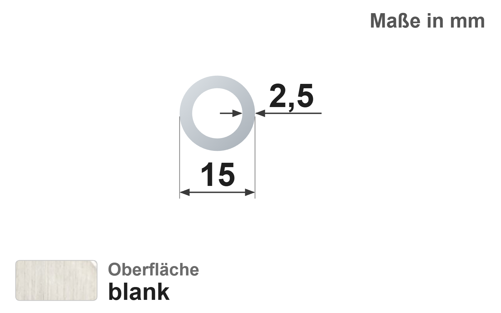 Präzisionsstahlrohr nahtlos 15,0x2,5 mm, "blank", EN10305-1, E235+C