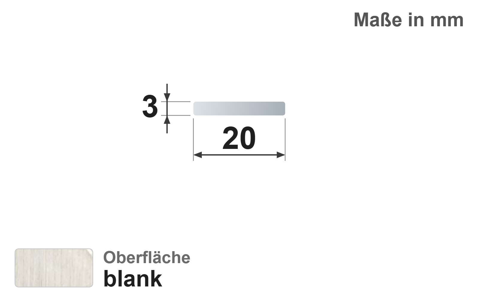 Flachstab 20x3 mm, "blank", h11, EN10278, 1.4301/304 (V2A)