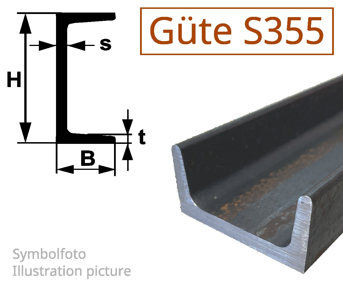 U-Profil (UNP) 100, S355JR+AR