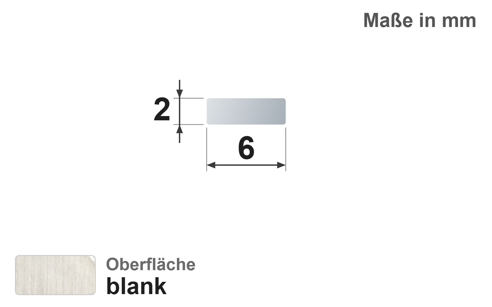 Flachstab 6x2 mm, "blank", h11, EN10278, S235JR+C