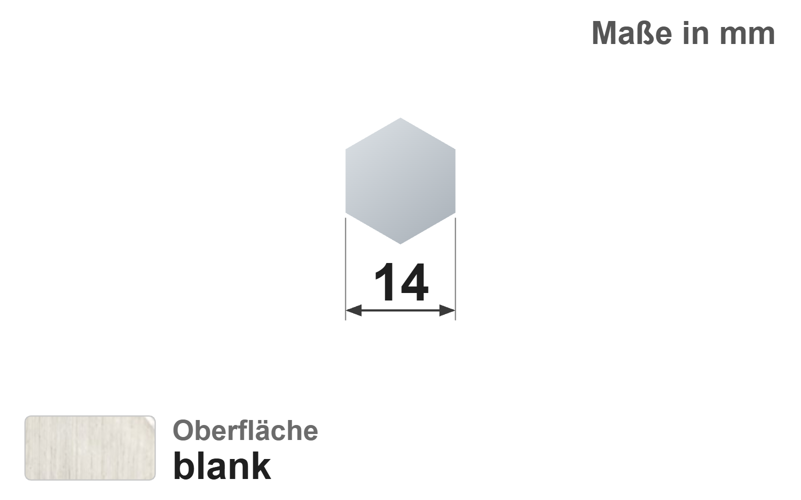 Sechskantstab 14,0 mm, "blank", h11, EN10278, 1.4571/316Ti