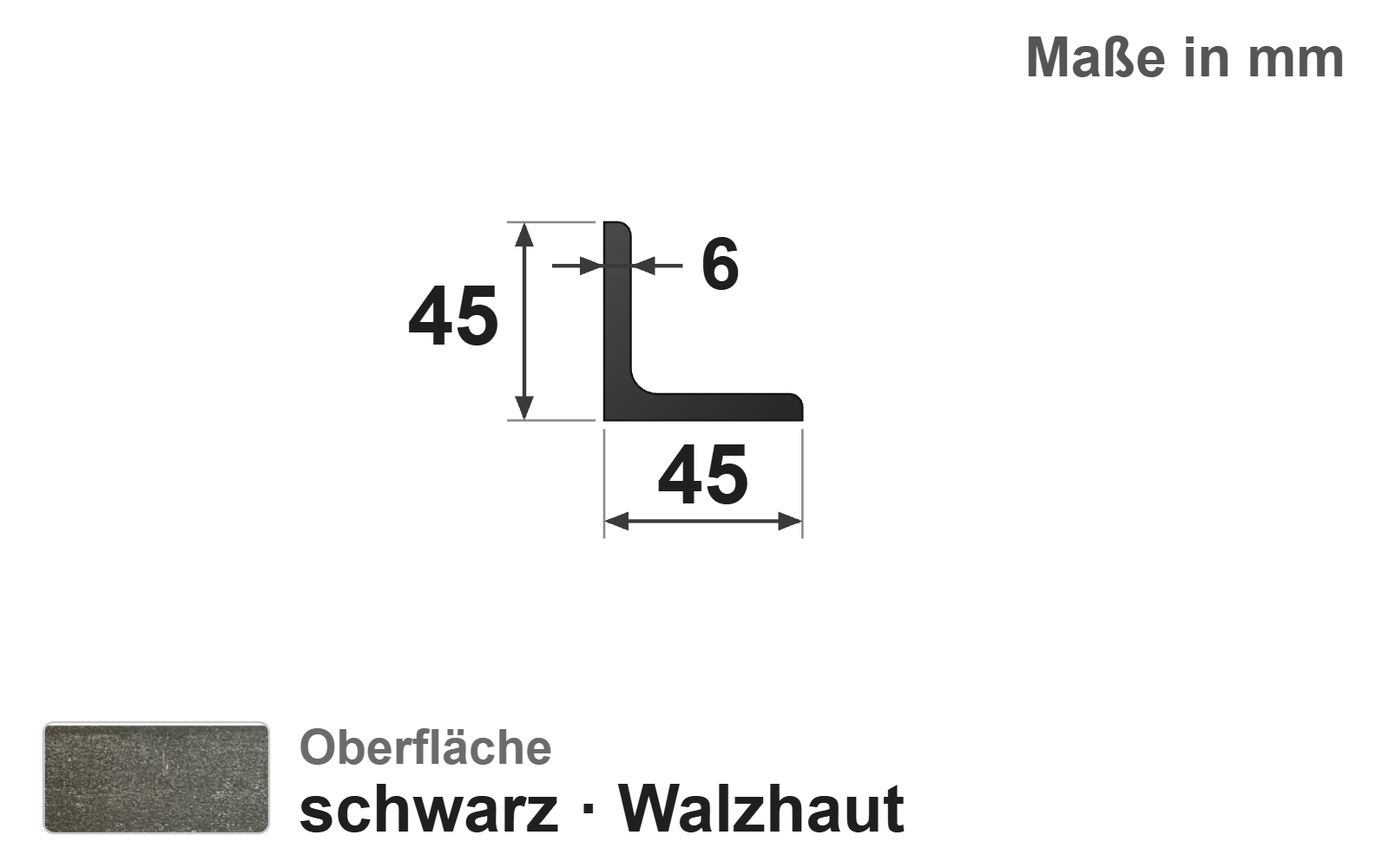Winkel gleichschenklig 45x6, S235JR+AR