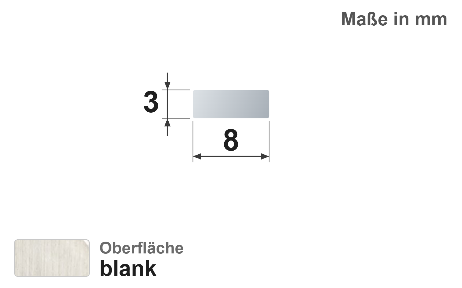 Flachstab 8x3 mm, "blank", h11, EN10278, S235JR+C