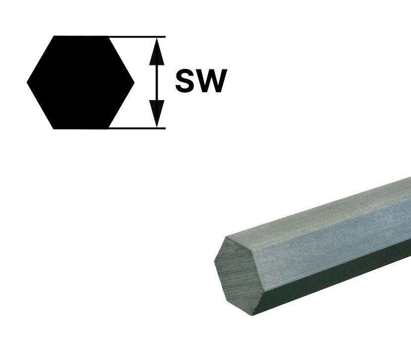 Sechskantstab 17 mm, "blank", h11, EN10278, C45+C