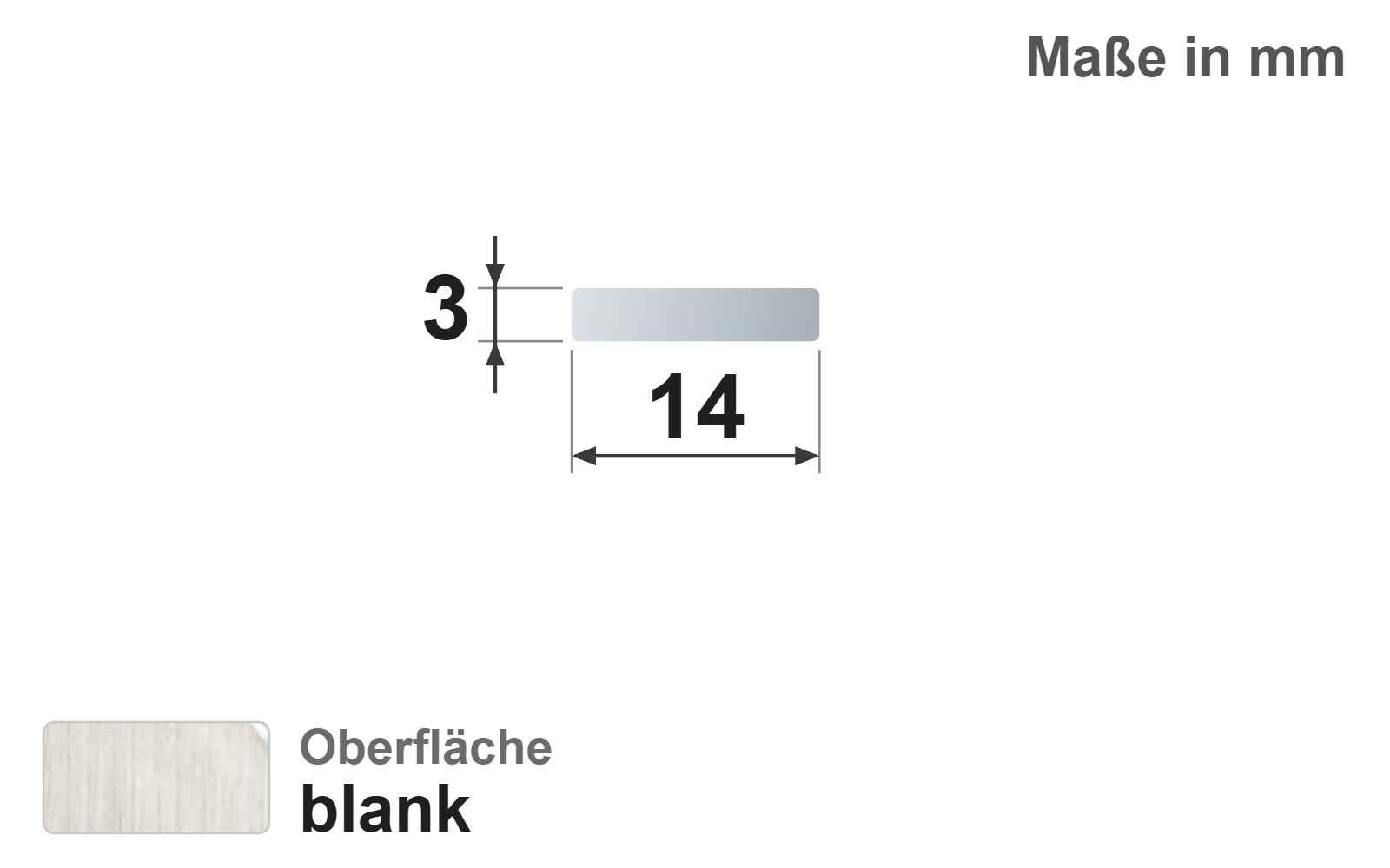 Flachstab 14x3 mm, "blank", h11, EN10278, S235JR+C
